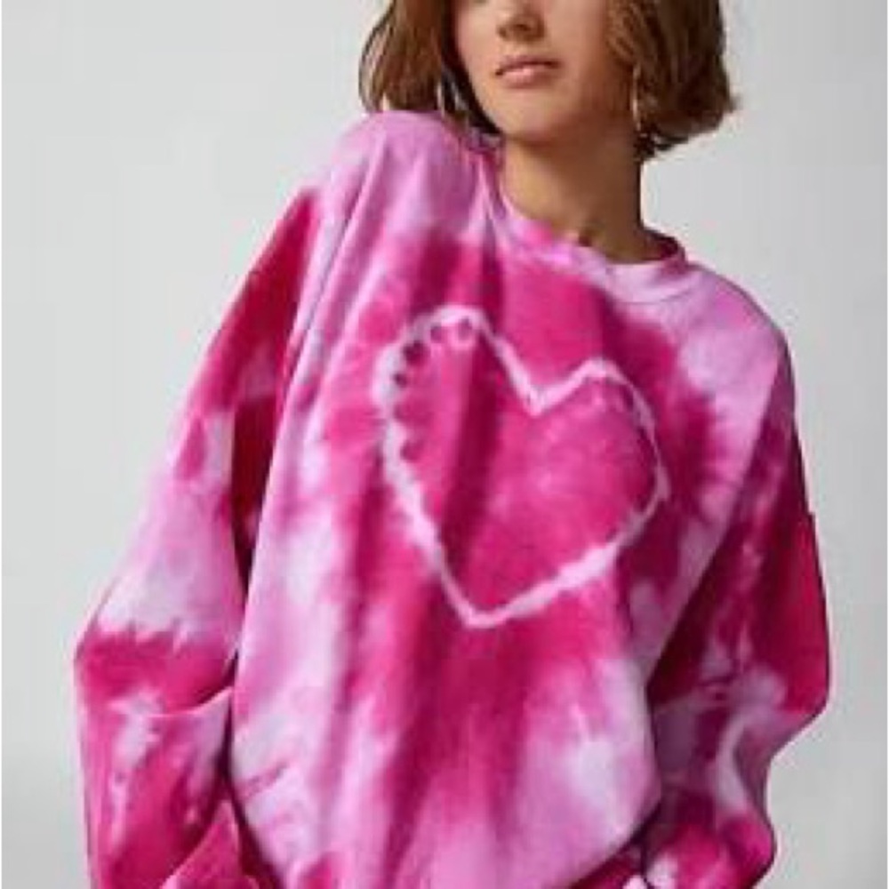 Pink Tie-Dye Heart Sweater Urban Outfitters